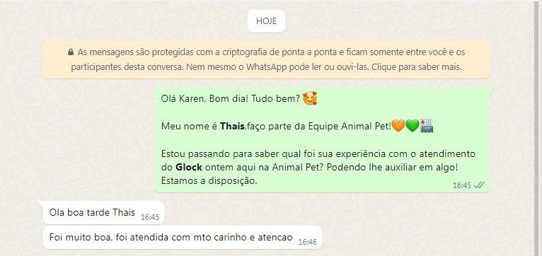 Avaliação de cliente