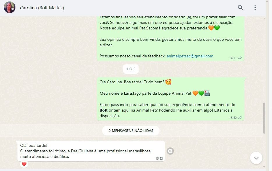 Avaliação de cliente